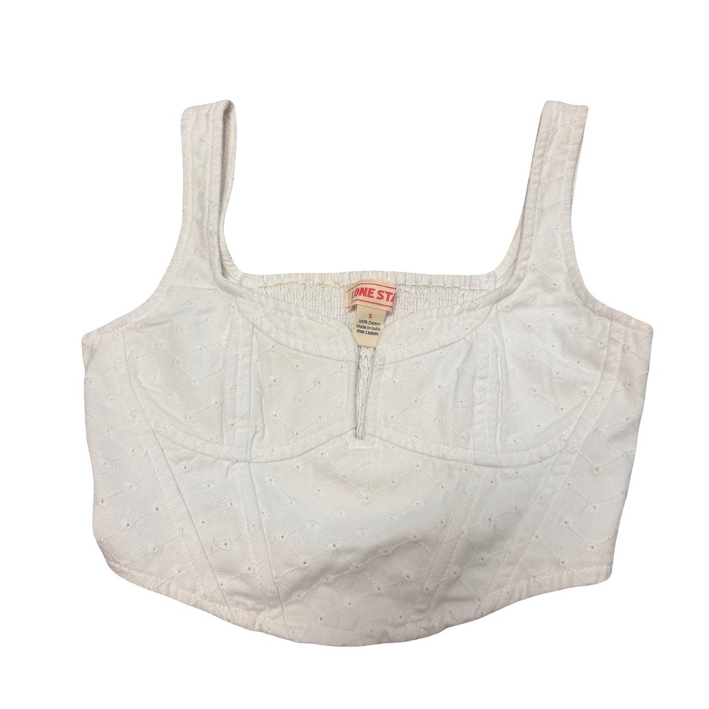 Lone Star Pride Apparel White Textured Crop Top 100% Cotton